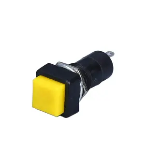 PBS-12A Plastic Push Switch With Yellow Square Button M12 2 Pin