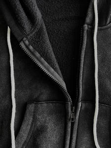 ชุดเซ็ต 2 ชิ้น เสื้อแจ็คเก็ตผ้าฝ้ายฟอกสีสไตล์วินเทจสำหรับผู้หญิง พร้อมกางเกงเลกกิ้งลำลอง ชุดเซ็ต 2 ชิ้น กางเกงจ็อกเกอร์ ชุดเซ็ตผู้หญิงมีฮู้ด - Product Image 4