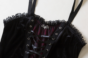 Top Sexy sin Mangas para Mujer Estilo Gótico Y2K con Detalles de Encaje y Panel de Terciopelo Negro Transpirable Lavar Solo a Mano Ropa Independiente - Product Image 3