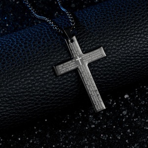 Collier pendentif croix en acier inoxydable plaqué or pour hommes <span class=keywords><strong>prière</strong></span> <span class=keywords><strong>du</strong></span> Seigneur style religieux pour fiançailles cadeau de mariage - Product Image 6