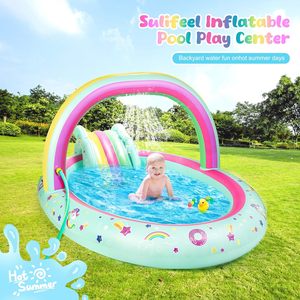 Piscina Inflable con Rociador de Agua, Juguete Acuático para Niños, con Toldo Arcoíris - Product Image 2