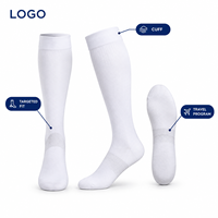 Chaussettes de compression pour infirmières, confortables, avec tableau de mesure du mollet, manchette plus large, bout plat, vérifiées, blanches, avec bande de soutien de la voûte plantaire, ajustement gradué