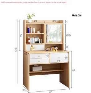 Cuatro cajón tocador de madera mesa de tocador gabinete de almacenamiento con espejo <span class=keywords><strong>y</strong></span> taburete para muebles de dormitorio - Product Image 3