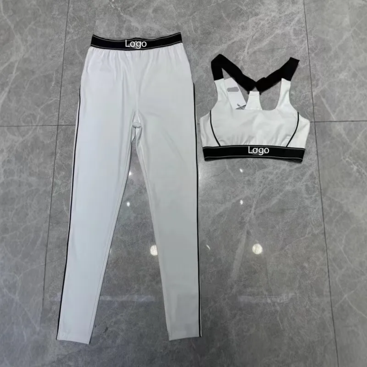 Shockproof Women's Latex Sports Vest + High-waisted Stretchable Ankle Pants Yoga Two-piece Set Versatile Fitness Outfit
