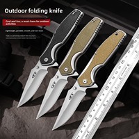 Couteau pliant d'extérieur G10 tricolore multifonctionnel, tranchant et portable, idéal pour la randonnée, le camping, la survie et le sauvetage