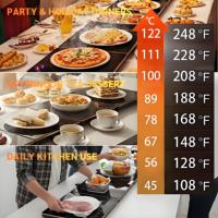 Plateau chauffant électrique, chauffe-plats 4-en-1, tapis chauffant en verre 37"x15", 8 températures et minuteurs, plaques chauffantes modulaires pour fêtes, buffets et traiteurs