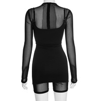Viviblook C25ST267 Nouvelle combinaison sexy pour femme avec empiècements en maille et robe à bretelles, tenue décontractée de club pour l'automne