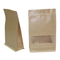 Sac d'emballage biodégradable en papier kraft brun à soufflet latéral, auto-scellant, avec fenêtre, fond carré