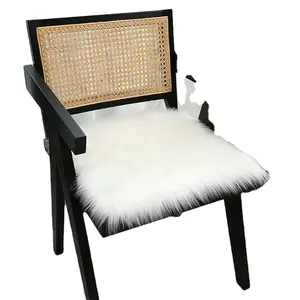 furry พื้น Suppliers-พรมขนฟูสีขาวสำหรับตกแต่งบ้าน,ผ้าคลุมเก้าอี้หนังแกะเทียมพรมขนสัตว์พื้นห้องนั่งเล่น
