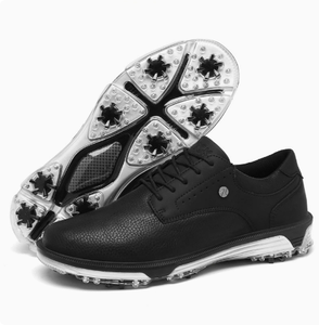 Men's <b>Golf</b> Shoes Genuine Leather Upper TPU Outsole EVA Midsole Black White Spike Design - Product Image 3