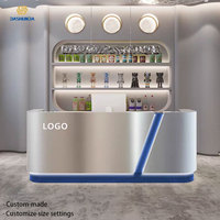 Comptoir de réception moderne et minimaliste en acier inoxydable, hauteur 90 cm, largeur 120-240 cm, pour magasin de vêtements, restaurant, salon de coiffure