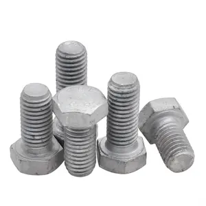 China Factory Fasteners M8 M16 M20 Hot Dip Galvanized Hexagonal Hex Bolt And Nut Washer HDG Hex Bolt DIN933