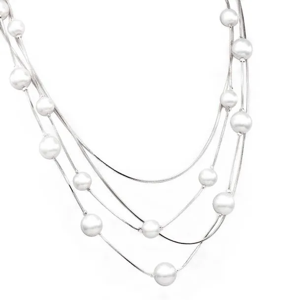 Collier de perles à quatre couches, multicouches, bijoux de perles, collier de perles, bijoux à prix réduit