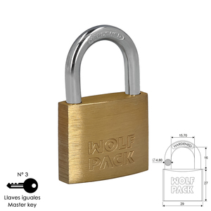 Lucchetto in ottone, catena standard, con chiave unificata, 30 mm, n. 3 Resistenti e Robusti - Product Image 1