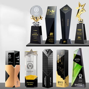 Trofeo in Cristallo Nero Premium Personalizzato, Medaglia in Metallo Creativa per Premiazione Dipendente dell'Anno e Riconoscimento per Risultati <span class=keywords><strong>di</strong></span> Squadra - Product Image 1