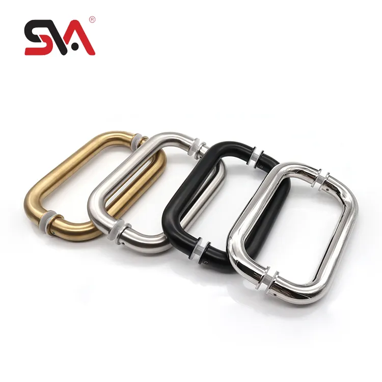 All Kind of Style Custom Size Black Gold Brass Aluminum Stainless Steel Round Square Pipe Shower Sliding Pull Glass Door Handle