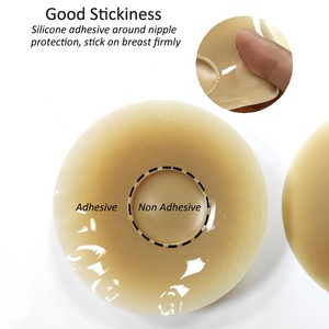 定制包装圆形超薄无缝隐形可重复使用无粘合剂中心粘性硅胶奶嘴罩 - Product Image 4