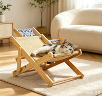 Lit-chaise moderne et écologique pour chat, réglable, avec griffoir en sisal, nid en bois, pour aiguiser les griffes, griffoir pour chat à 1 niveau, pour l'intérieur