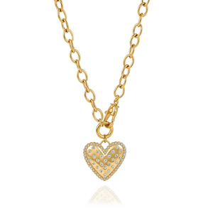 Collar con Colgante <span class=keywords><strong>de</strong></span> Corazón <span class=keywords><strong>de</strong></span> Acero Inoxidable Chapado en Oro <span class=keywords><strong>de</strong></span> 18K <span class=keywords><strong>de</strong></span> <span class=keywords><strong>J</strong></span>&D Jewelry, Cadena Cruzada con Circonita Blanca para Mujer, 50CM - Product Image 6