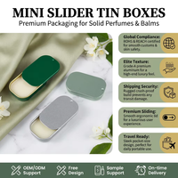 Boîte en fer blanc de luxe verte en gros avec couvercle coulissant personnalisé, boîte métallique sophistiquée pour baume de parfum solide