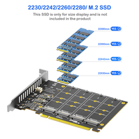 بطاقة محول PCIe X16 بـ 4 منافذ M.2 NVMe، تتطلب تقسيم PCIe للاستخدام المكتبي، تدعم أقراص SSD مقاس 2230/2242/2260/2280، متوفرة في المخزون