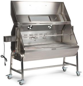 Barbecue à charbon de bois d'extérieur en acier inoxydable 125 lb avec couvercle à capot et fenêtre en verre pour rôtir <span class=keywords><strong>poulet</strong></span>, agneau, cochon, bœuf - Product Image 1