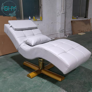 Juego de muebles de cama de pestañas de Metal dorado blanco moderno para salón de belleza Camilla Lashista y silla reclinable para mesa de masaje - Product Image 3