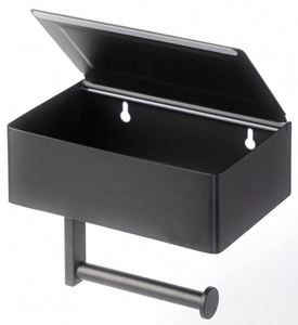Porte-papier toilette mural moderne noir mat avec étagère, écologique, pour salle de bain et salle de sport - Product Image 2
