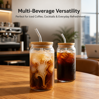 Gobelets en verre en forme de canette de 16 oz et 18 oz, résistants à la chaleur, sans BPA, design moderne, pour la bière et le café glacé, avec paille – Vente en gros