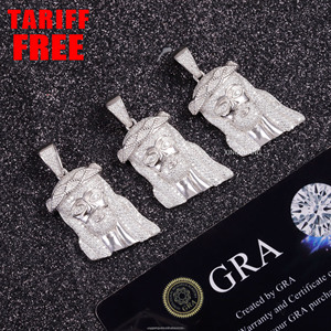 Moda calda VVS <span class=keywords><strong>Moissanite</strong></span> Jesus ciondolo per collana 925 argento massiccio uomini donne ghiacciato <span class=keywords><strong>Moissanite</strong></span> Jesus ciondoli - Product Image 3