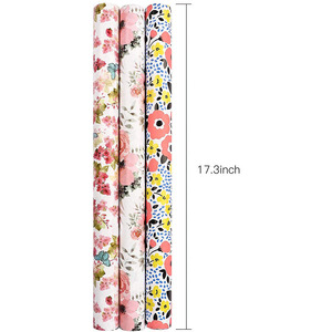 Tùy Chỉnh In Giấy Gói Cuộn Giấy Đầy Màu Sắc Quà Tặng Giấy Gói Giấy Nhà Sản Xuất Với 3 Khác Nhau Hoa Và Bướm - Product Image 4