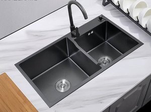 Fregadero Doble Negro Nano para Cocina, Acero Inoxidable 304, Fregadero para Lavar Platos Reforzado y Cepillado - Product Image 5
