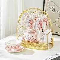 Service à thé en céramique et porcelaine OEM classique avec motif floral pour hôtels et restaurants de luxe, vente en gros