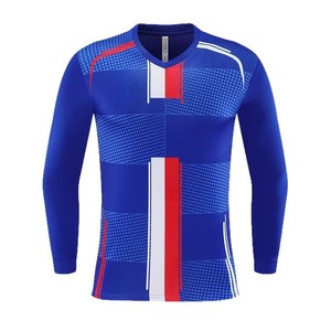 Camiseta de Fútbol de Manga Larga para Hombre, Cuello en V, Bloques de Color, Malla Transpirable, Ajustada, Manga Completa, Ropa Deportiva para Todas las Temporadas - Product Image 6