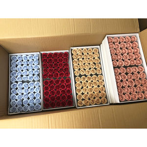 Bouquet de fleuriste fait à la main, boîte-cadeau, décor de mariage, fleurs, mur rougeâtre, marron, juliette, Rose, savon, tête de fleur, vente en gros - Product Image 2