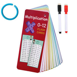 Jouets éducatifs pour enfants, aides pédagogiques, 15 pièces en 1 ensemble, table de multiplication mathématique 0-12, cartes en papier fantaisie réutilisables et effaçables - Product Image 1
