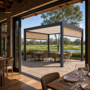 Pérgola de Aluminio Independiente Personalizada de 7x7m con Doble Pantalla ZIP y LED Cálido para Proyectos de Terrazas de Marinas de Lujo - Product Image 2