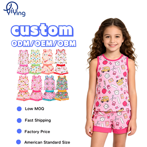 Yiwu Yiying abbigliamento Casual <span class=keywords><strong>per</strong></span> ragazze set canotta senza maniche e pantaloncini pantaloni della tuta in seta di latte stampati all'ingrosso - Product Image 1