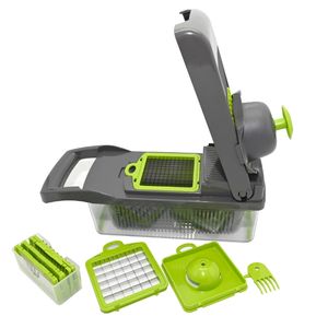 Mandoline de cuisine grise 14-en-1 Etable Slicer Mini Dicer Chopper Cutter pour fruits Etable pour salade d'oignons et de pommes de terre Etable Chopper - Product Image 5