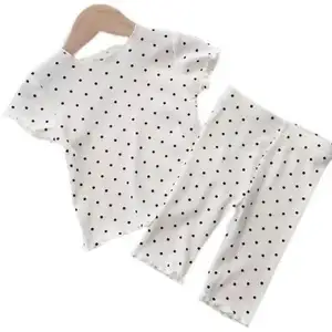 Baby Pyjamas Summer Thin Set Polka Dot Western-style Girls Summer Two-piece Home Wear Children Air Conditioning Clothing Women