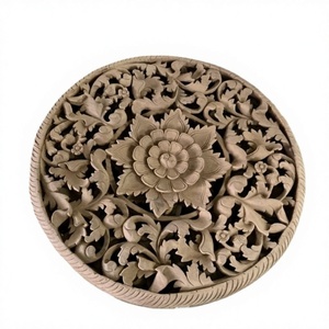 Paneles Decorativos de Pared Tailandeses Clásicos Grabados, Hechos a Mano, de Madera de Teca Ecológica de Alta Resistencia, 3 pies, Decoración para el Hogar - Product Image 1