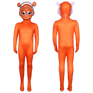 Traje de una Pieza Manyusha Rhythm Box Gris, Color Sólido, Poliéster, Disfraz para Incredibox, Cosplay para Niños - Product Image 5