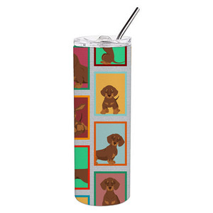 Vaso Delgado de Acero Inoxidable con Diseño de Dachshund y Chocolate, Color Bronceado - Product Image 1