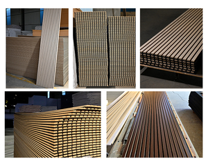 Tùy chỉnh <span class=keywords><strong>slat</strong></span> Acoustic tường Bảng điều khiển tường Veneer gỗ gỗ tường đá đen tấm gỗ - Product Image 5