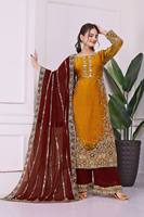 Salwar Moderno de Estilo Cultural Punjabi para Fiestas, en Georgette de Seda con Bordado Intenso y Cuentas, Diseño Elegante, de Alta Calidad y Secado Rápido
