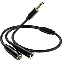 2-in-1 Computer-Headset-Adapter Kopfhörer-Mikrofon Y-Splitter-Kabel 3,5mm AUX Stereo-Audio Stecker/Buchse Mikrofonanschlüsse aus Kupfer