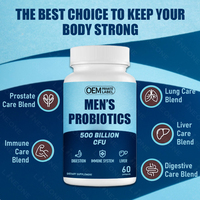 Capsules de probiotiques avec étiquette OEM pour hommes 500 milliards de capsules digestives Capsules de probiotiques pour hommes
