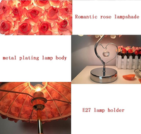 JACKSUN Lampe de Table Fleurs Roses Bouton Poussoir Lumière de Chevet Décor de Mariage Lampe de Bureau Fleur