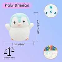 2 Jouets en peluche moelleux en forme de pingouin pour soulager le stress, pour enfants et adultes, mini prix de classe, cadeau de fête (bleu/rose)
