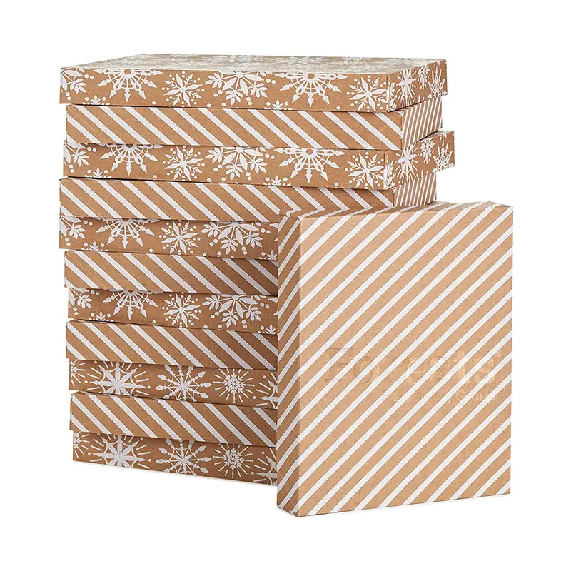 FPG современный новый дизайн полосатый картон Рождественский подарок бумажная коробка с крышкой